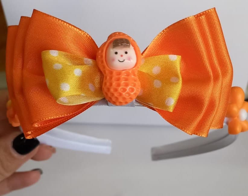 Vincha Lazo Muñequita Naranja