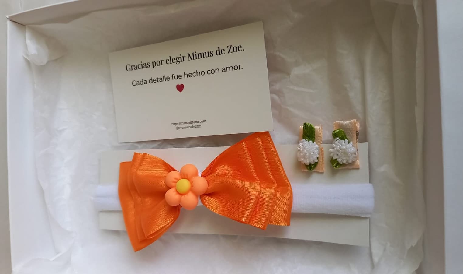 Kit Vincha Lazo Naranja Flor
