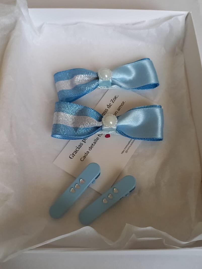 Kit lazos satinados + hebillas con corazones