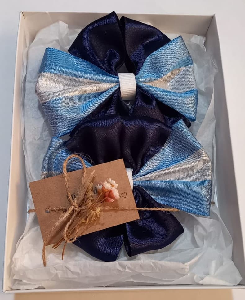 Lazo Doble Azul con Brillo